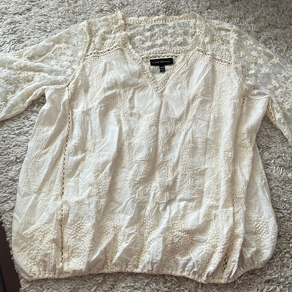 Lane Bryant Ivory/Cream Embroidered Lace Bohemian L/S Blouse, size 14/16 - Picture 5 of 7